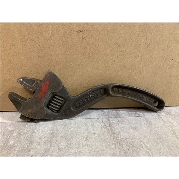 Vintage Westcott Adjustable Wrench - Heavy Cast Steel Antique Hand Tool