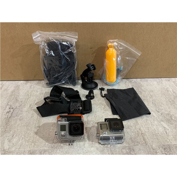 Lot of 2 GoPro's - Hero 3 - Hero 4 - With Accessory Kit - Untested