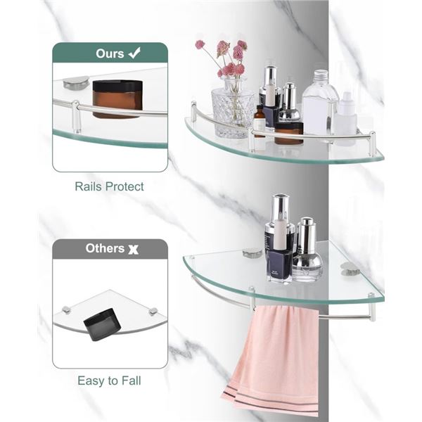 2 Pack of Glass Corner Shower Shelfs