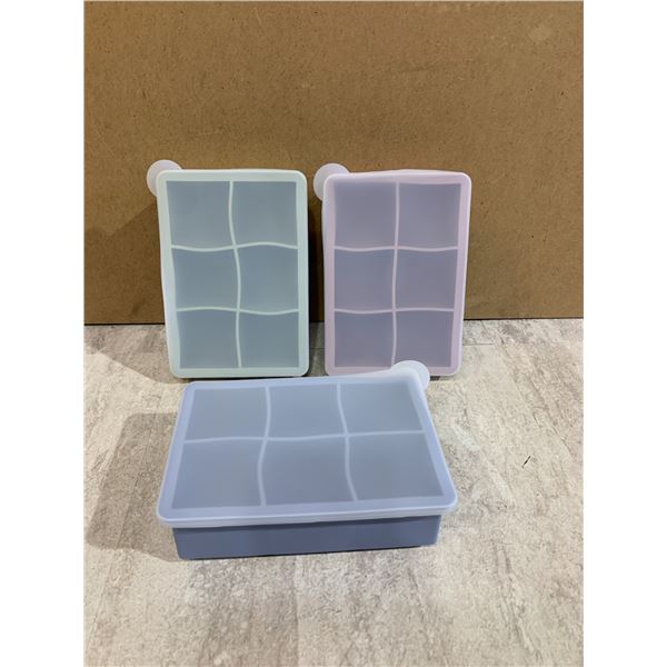 Lot of 3 Silicone Molds / Trays w/ Lids