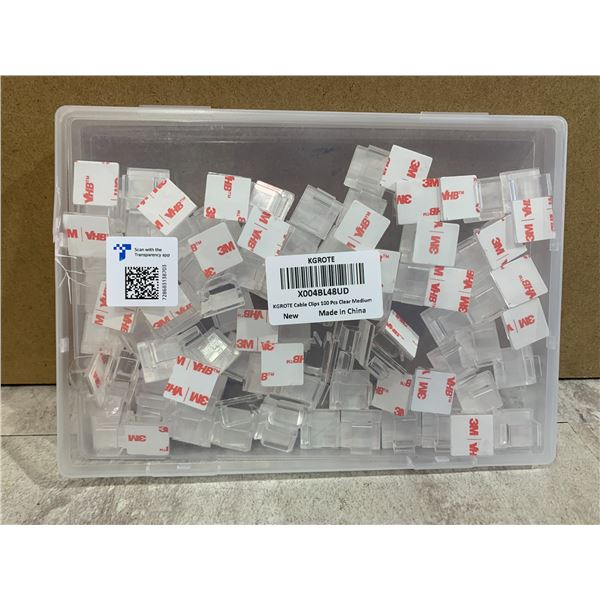 KGROTE Cable Clips - 3M Tape - 100 PCS Clear - Medium