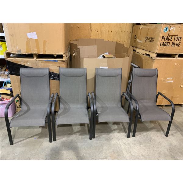 Set of 4  Mainstays Charleston Stacking Patio Chairs - Aluminum
