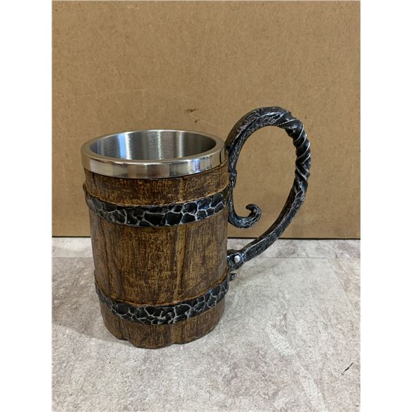 Rustic Medieval Style Wood & Metal Tankard Mug