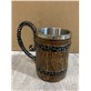 Image 2 : Rustic Medieval Style Wood & Metal Tankard Mug