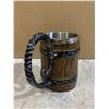Image 3 : Rustic Medieval Style Wood & Metal Tankard Mug