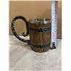 Image 4 : Rustic Medieval Style Wood & Metal Tankard Mug