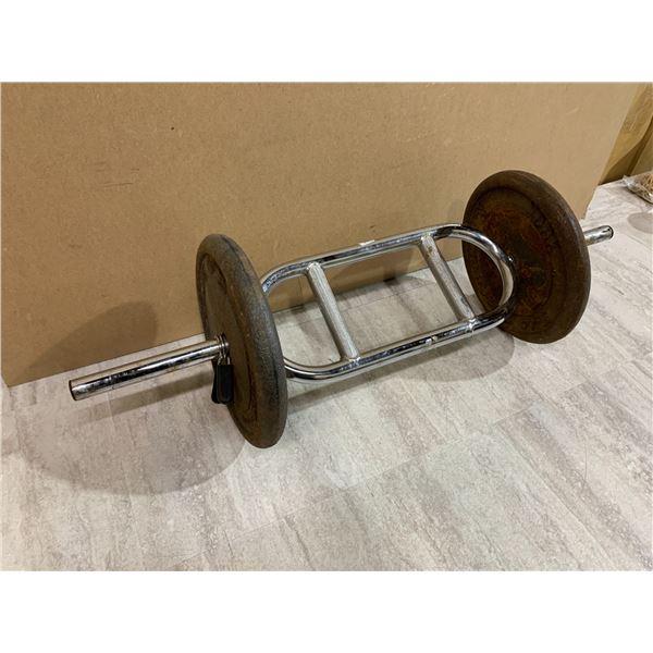 Solid Tricep Bar w/ 2 x 25LB Steel Plates
