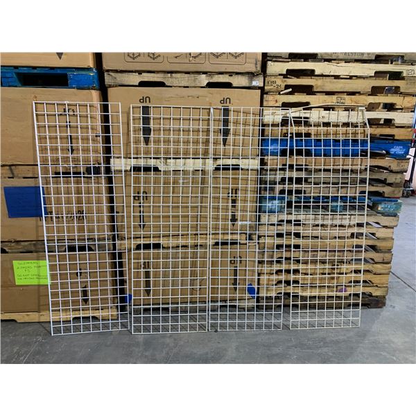 Lot of 4 Metal 6ft x 2ft Gridwalls (3 in x 3 in openings) One gridwall is damaged. See Photos.