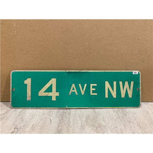 Aluminum 14th Ave NW Street Sign