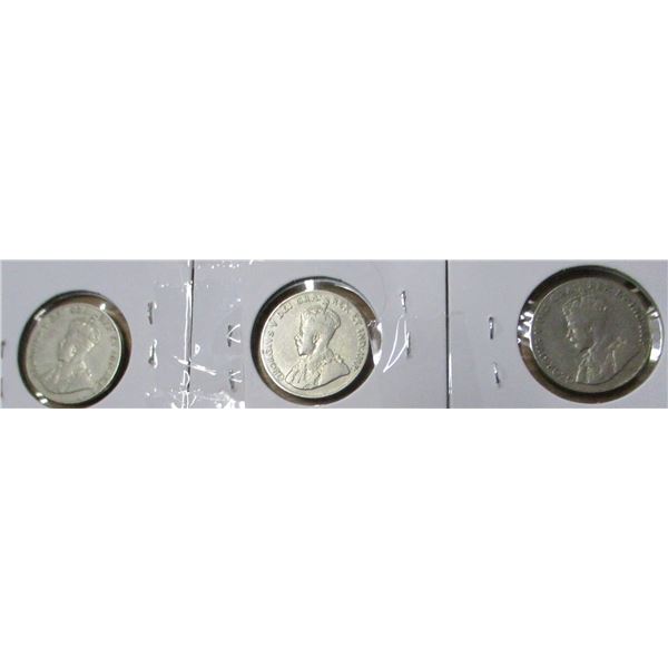 1928, 1929 & 1930 CANADA KING GEORGE V CANADA NICKELS