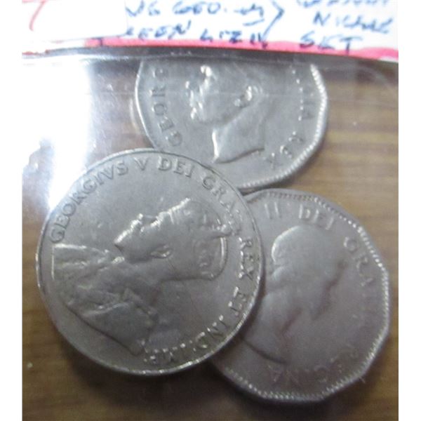 KING GEORGE V & VI, QUEEN ELIZABETH II CANADA NICKEL SET