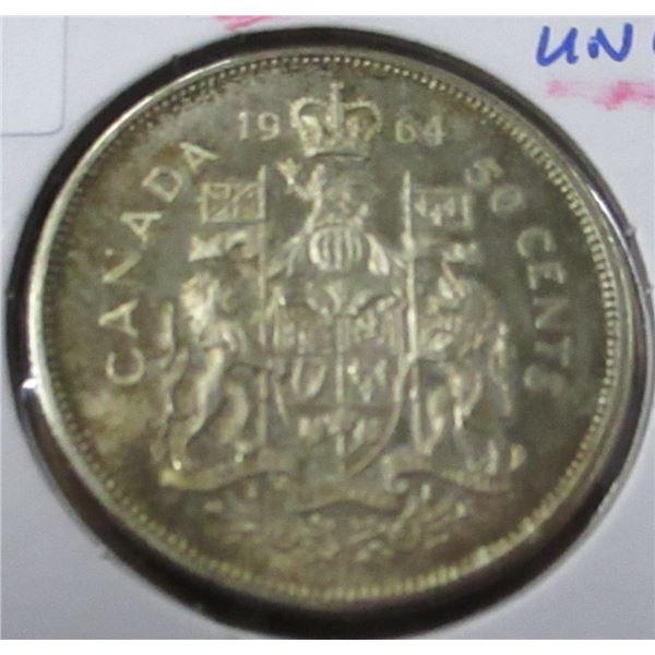 1964 UNCIRCULATED CANADA SILVER HALF DOLLAR