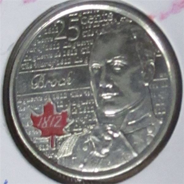 1812 - 2012 BROCK CANADA PROOF LIKE QUARTER