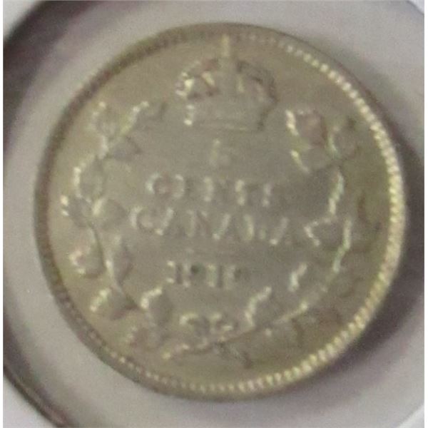 1919 CANADA KING GEORGE V SILVER FIVE CENT
