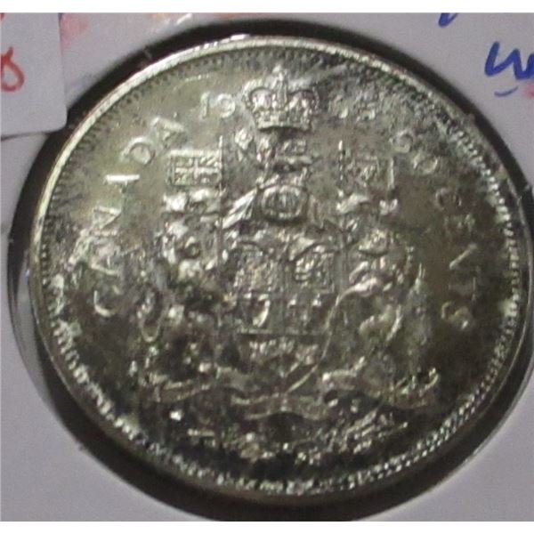 1965 UNCIRCULATED CANADA SILVER HALF DOLLAR