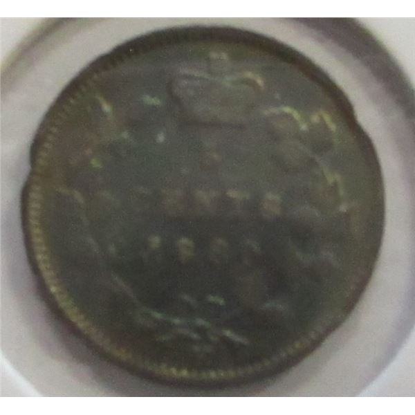 1880H CANADA VICTORIAN SILVER FIVE CENT