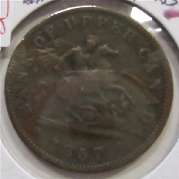 1857 BANK OF UPPER CANADA PENNY TOKEN