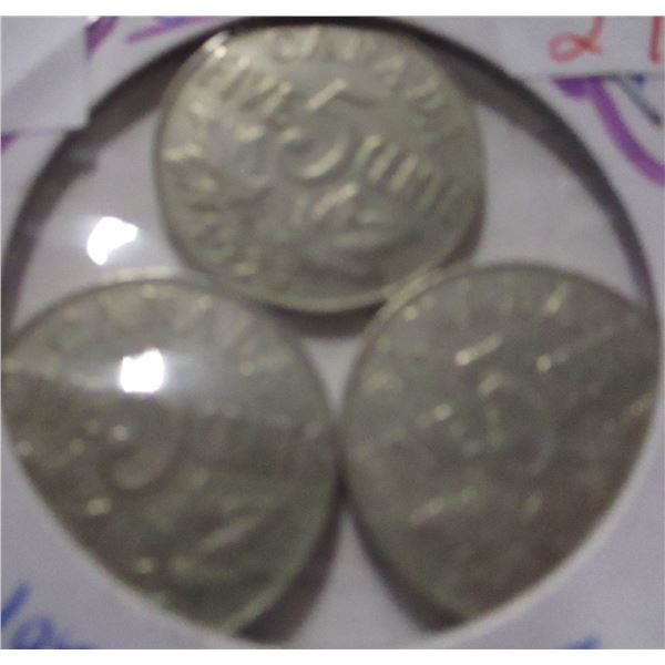 1927, 1931 & 1935 CANADA KING GEORGE V NICKELS