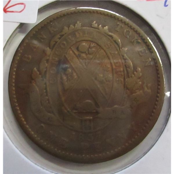1837 PROVINCE OF CANADA PENNY TOKEN