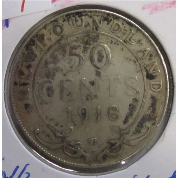 1918 NEWFOUNDLAND SILVER HALF DOLLAR