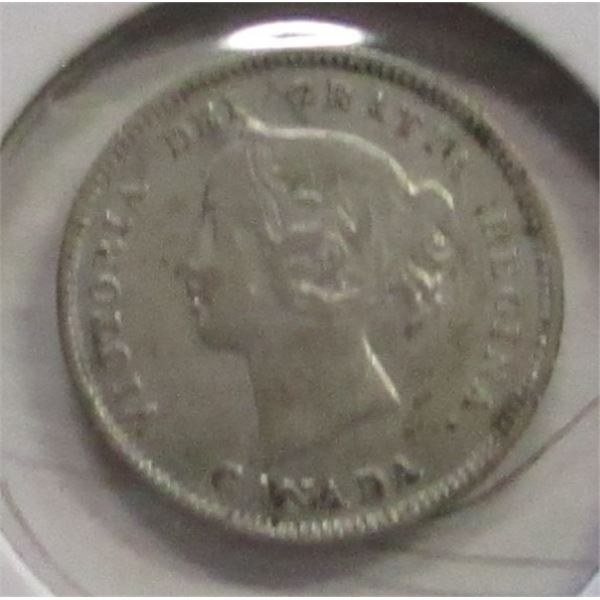 1886 EF CANADA VICTORIAN SILVER FIVE CENT