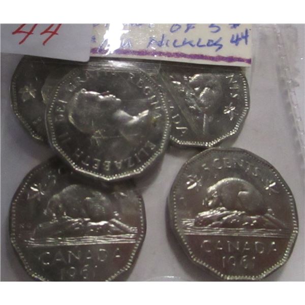 1962 LOT OF 5 CH/BU CANADA 12 SIDED NICKELS