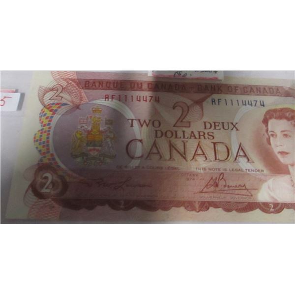 1974 CRISP UNCIRCULATED MULTI COLORED POKER HAND SERIAL NUMBER $1 BILL