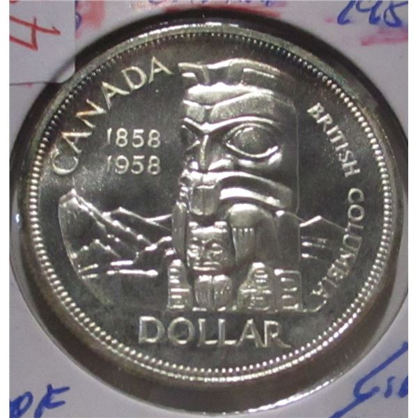 1958 PROOF CANADA TOTEM POLE SILVER DOLLAR