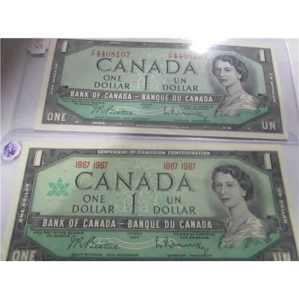1954 CRISP UNCIRCULATED BANK OF CANADA $1 BILL