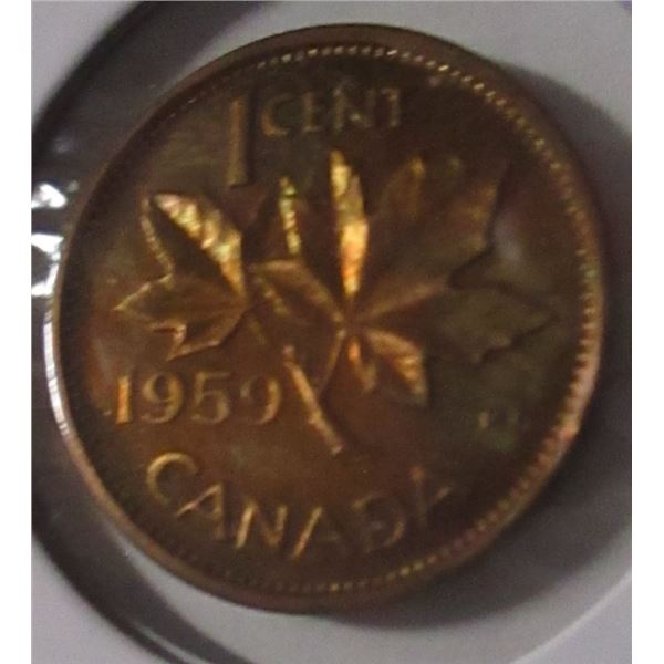 1959 PROOF CAMEO TAKEN FROM PROOF SET CANADA COPPER