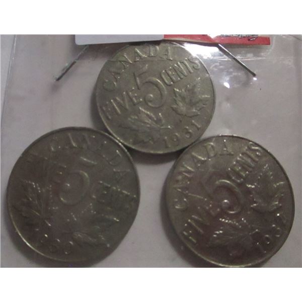 1930, 1931, & 1932 CANADA KING GEORGE V NICKELS