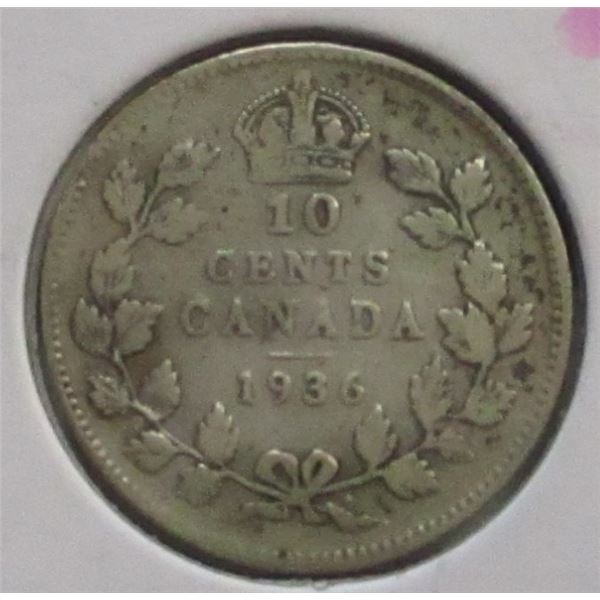 1936 CANADA KING GEORGE V SILVER DIME