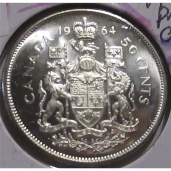 1964 PROOF CAMEO CANADA SILVER HALF DOLLAR
