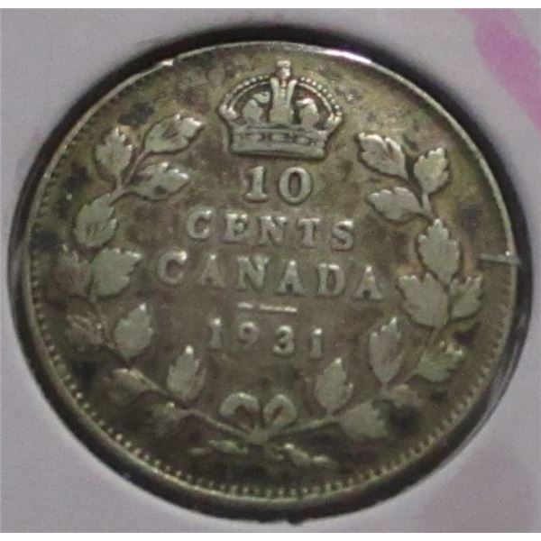 1931 CANADA KING GEORGE V SILVER DIME