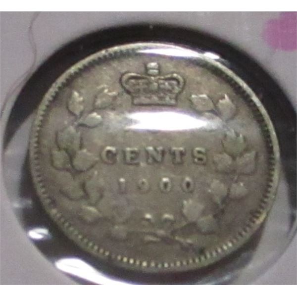 1900 CANADA VICTORIAN SILVER FIVE CENT