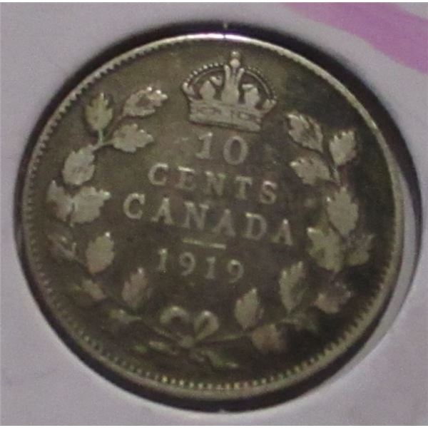 1919 CANADA KING GEORGE V SILVER DIME