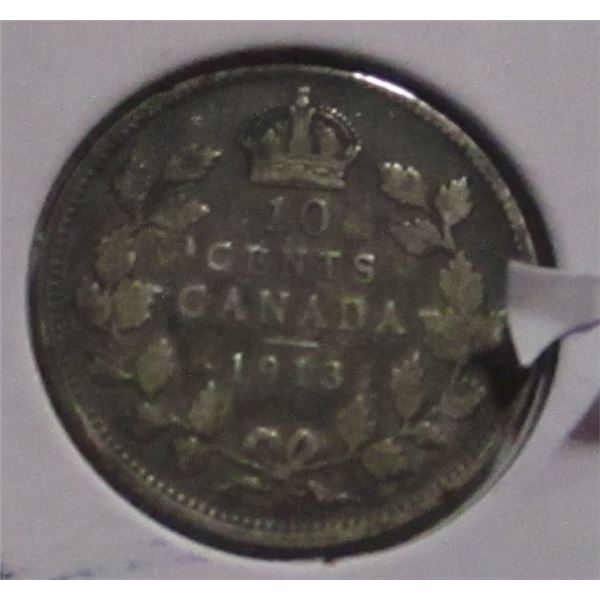 1913 CANADA KING GOERGE V SILVER DIME
