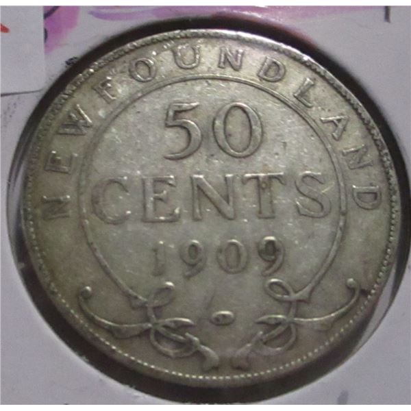 1969 NEWFOUNDLAND KING EDWARD VII SILVER HALF DOLLAR