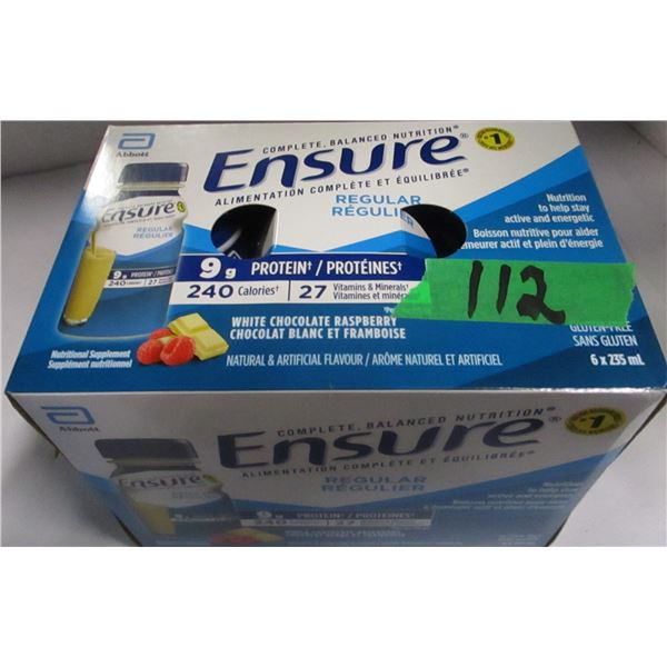 REGULAR ENSURE WHITE CHOCOLATE RASPBERRY DRINK (6 BOTTLES X 235 ML)