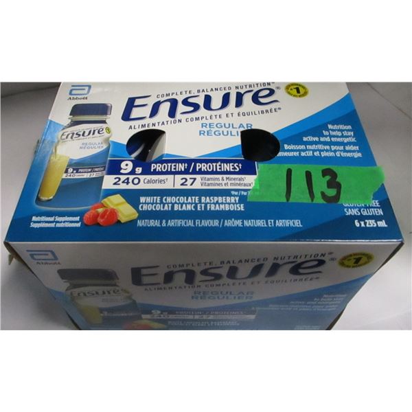 REGULAR ENSURE WHITE CHOCOLATE RASPBERRY DRINK (6 BOTTLES X 235 ML)