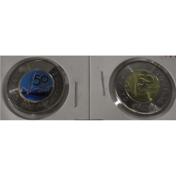 2 - 2026 CN TOWER 75TH ANNIVERSARY COIN (1 - YELLOW CENTER & 1 BLUE CENTER)