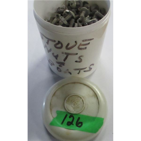 PAIL OF 3/4" LONG BOLTS C/W NUTS