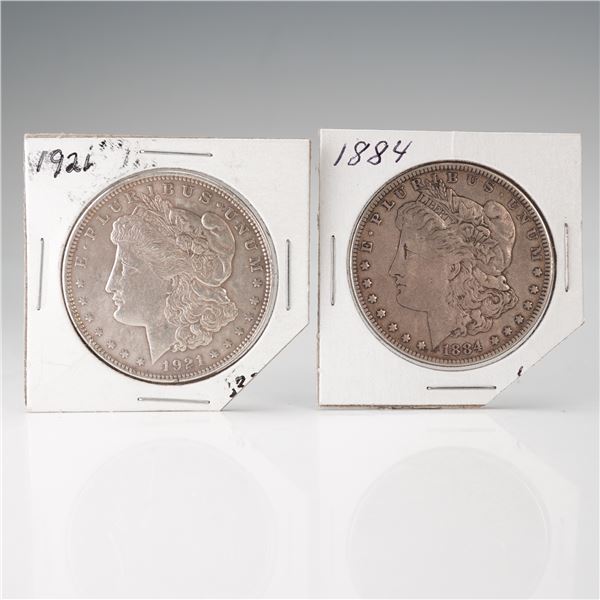2pc 1884 and 1921 Morgan Silver Dollars