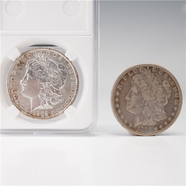 2pc 1885-S to 1902-O Morgan Silver Dollar Coins