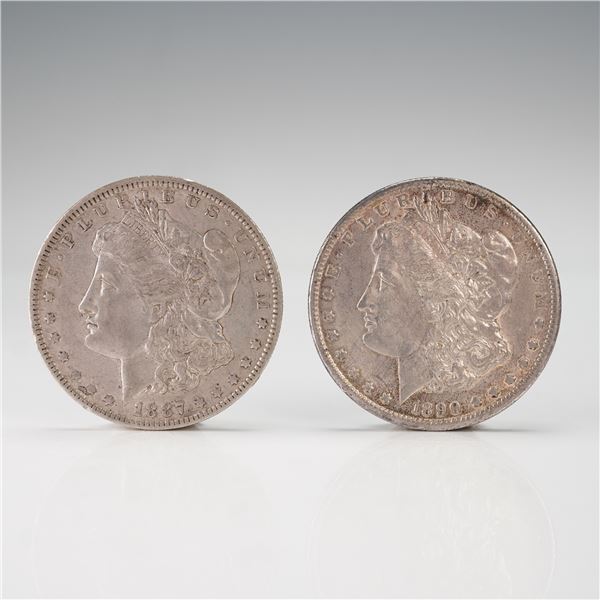 2pc 1887-O - 1890 Morgan Silver Dollars