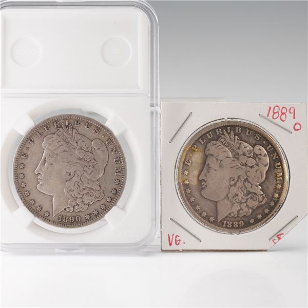 2pc 1889-O and 1890-O Morgan Silver Dollars