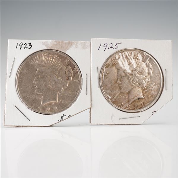 2pc 1923 - 1925 Peace Silver Dollars
