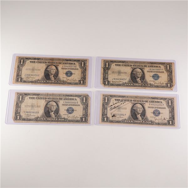 4pc 1935 C,D U.S. Silver Certificate One Dollar Notes