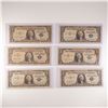 Image 1 : 6pc 1957 U.S. Silver Certificate One Dollar Notes