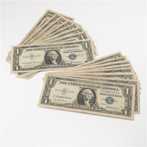 15pc 1957, 1957 A&B U.S. Silver Certificate One Dollar Notes